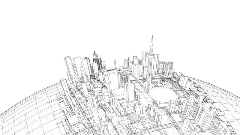 3d city sphere. Vector rendering of 3d