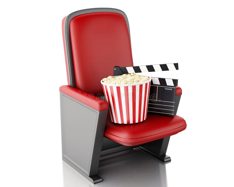 3d clapper Kinowa deska i popkorn Biały tło ilustracja wektor 3d clapper Kinowa deska i popkorn Biały tło ilustracja wektor