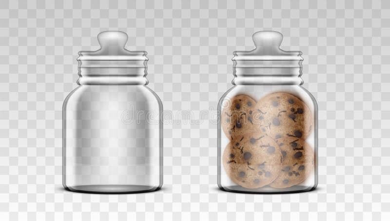 3D Close Transparent Swing Top Jar With Cookies royalty free illustration