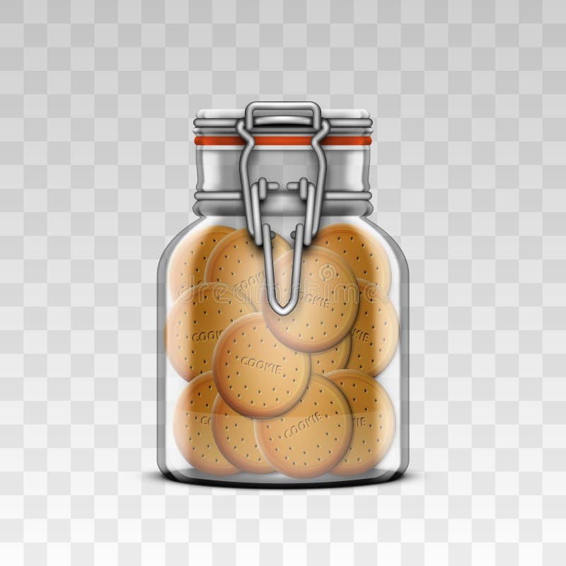 3D Close Transparent Swing Top Jar With Cookies royalty free illustration
