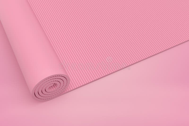 3d Close-up Rendering of Pastel Pink Yoga Mat Rolling Out on Floor of the  Same Color, with Lots of Copy Space. Stock Illustration - Illustration of  activity, light: 176934852