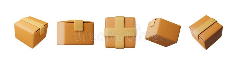 3D closed carton packaging box set isolated vector illustration