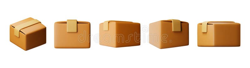 3D closed carton packaging box set isolated royalty free illustration