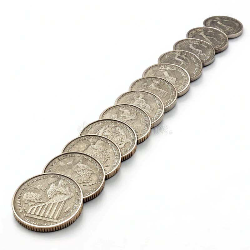 3D coins decrease front isolated on transparent background. Coin decrease illustrations
