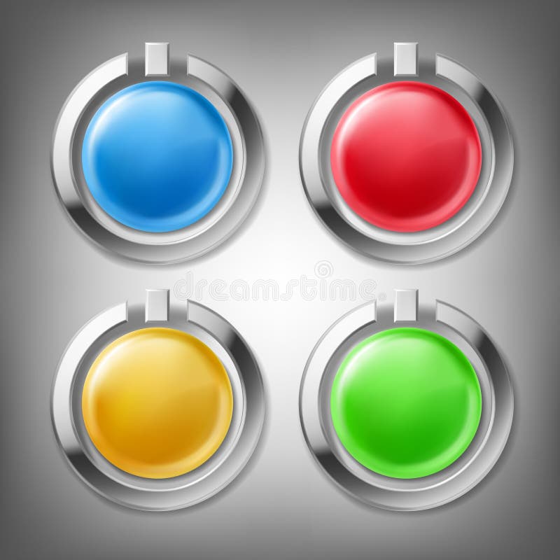 3D color buttons in metal frames royalty free illustration 3D color buttons in metal frames royalty free illustration