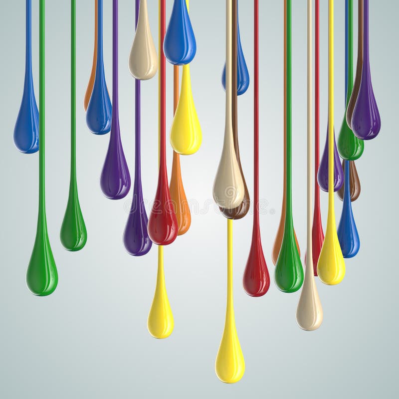 3D Color Glossy Paint Drop Blobs Stock Illustration - Illustration of ...