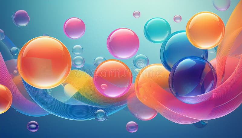 3D colorful abstract bubbles royalty free illustration