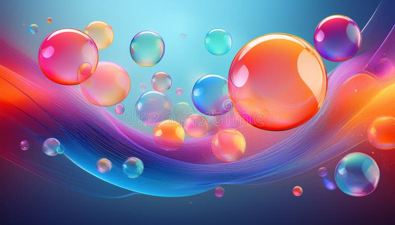 3D colorful abstract bubbles stock illustration