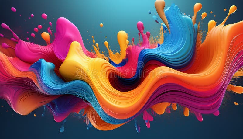 3D colorful abstract waves stock illustration
