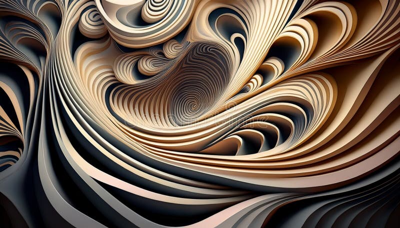 3D colorful abstract waves royalty free illustration