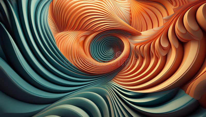 3D colorful abstract waves stock illustration