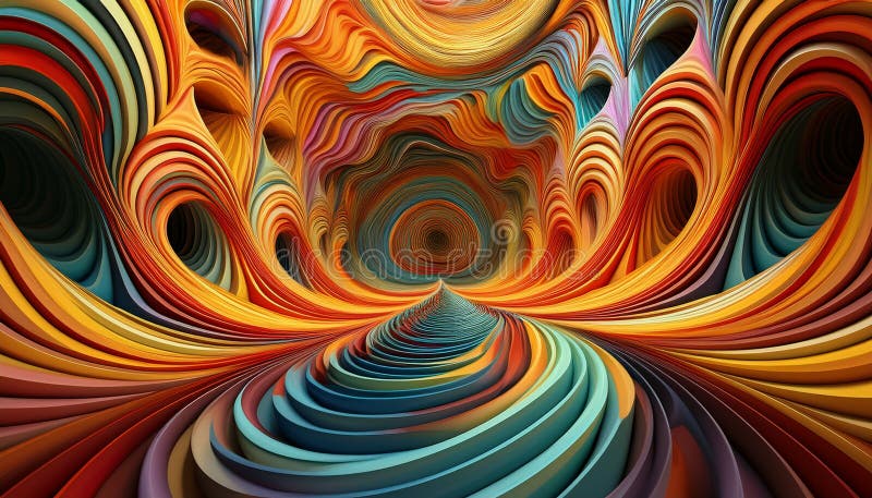 3D colorful abstract waves royalty free illustration