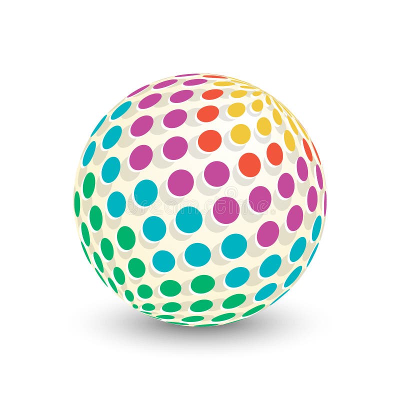 3d colorful sphere isolated on white background. Abstract template. Scientific icon with geometric pattern royalty free illustration