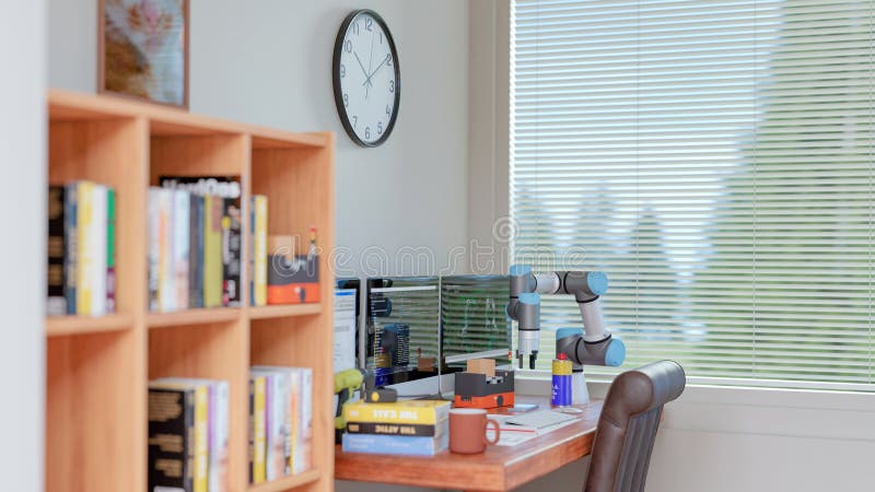 3D-computer Afbeelding genereren : COBOT en AGV-model in LAB stock illustratie