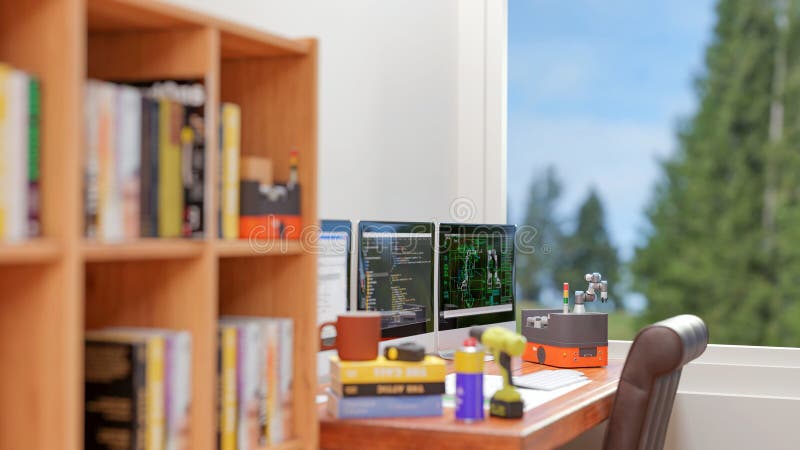 3D-computer Afbeelding genereren : Model AGV in LAB stock illustratie