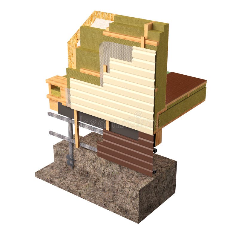 3d Conceptual Image Of Insulation And Building Construction Frame