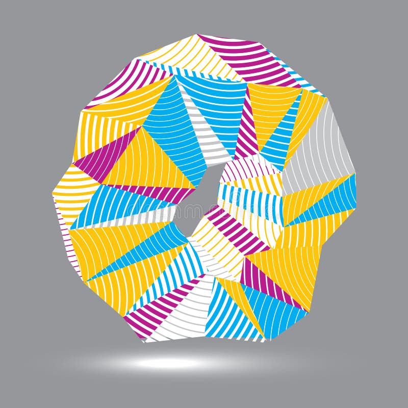 3D contemporary style abstract stripy vector object, cybernetic royalty free illustration