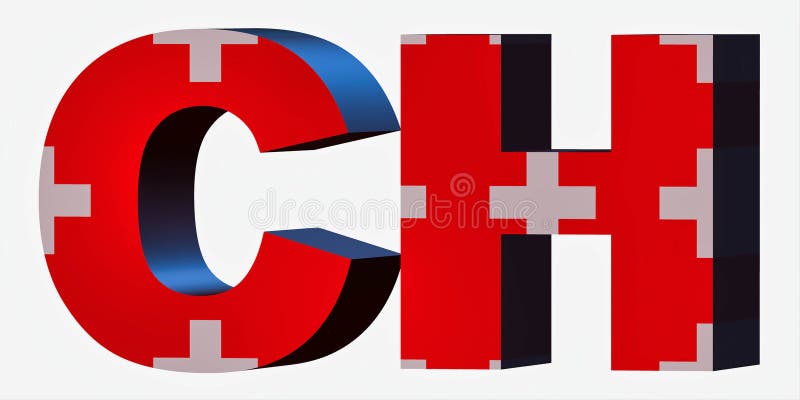 3d-country-short-code-letters-switzerland-stock-illustration