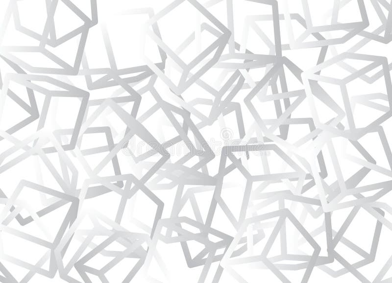 Computer generated loose, outlined 3D cubes overlapping, design on white base royalty free illustration