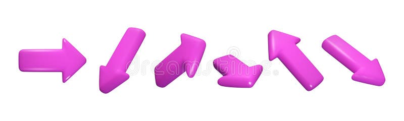 3d cursor. Arrow purple color, holographic mouse button click or keyboard pointer. Y2K select emoji, internet motion stock illustration