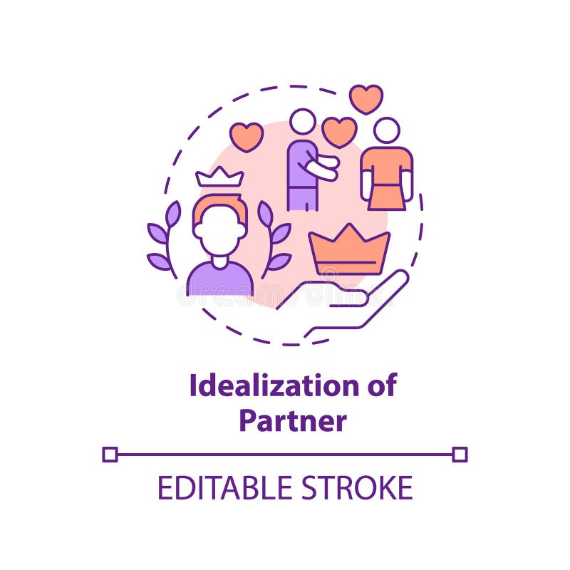 2D editable thin line icon idealization of partner concept, isolated vector, multicolor illustration representing codependent relationship. 2D editable thin line icon idealization of partner concept, isolated vector, multicolor illustration representing codependent relationship.