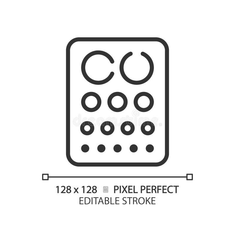 2D Customizable Simple Thin Linear Black Eye Chart Icon Stock Vector
