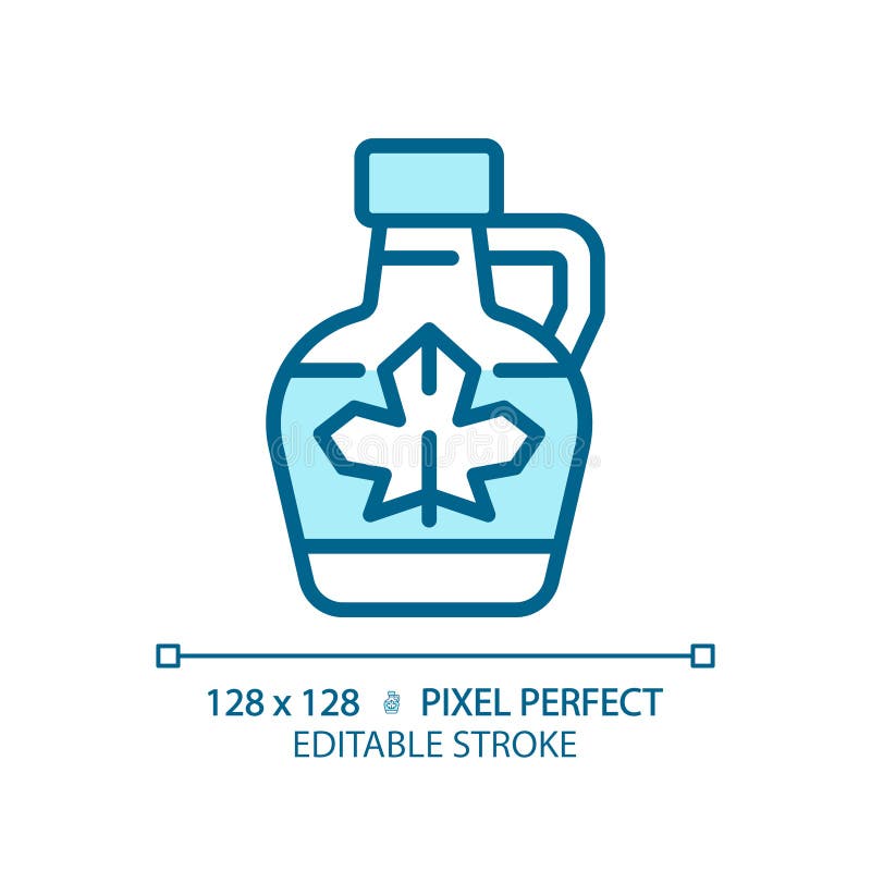 2D customizable thin linear blue maple syrup icon stock illustration