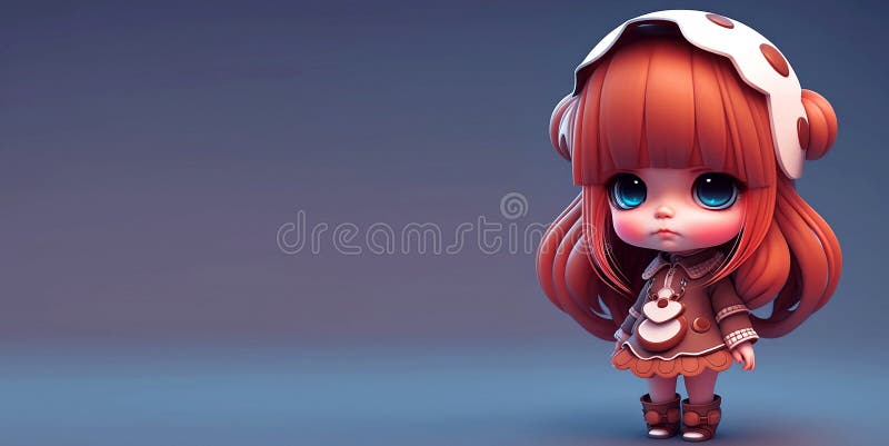 3D cute Anime Chibi Style boy character isolated on red background