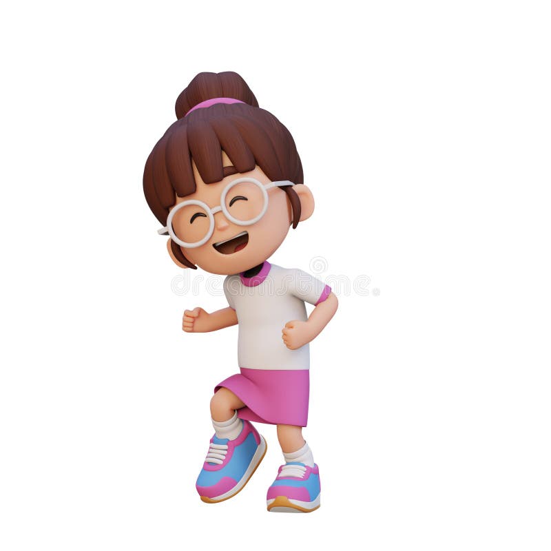 3D cute girl happy dancing royalty free illustration