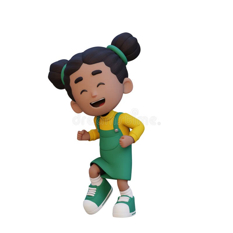 3D cute girl happy dancing royalty free illustration