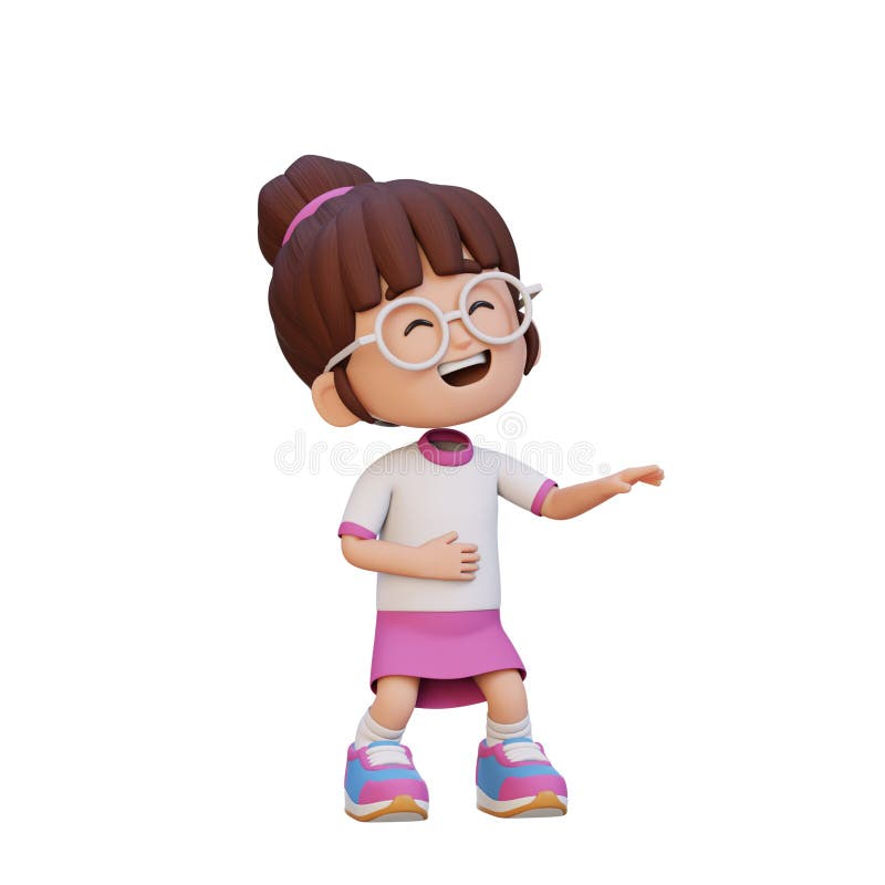 3D cute girl laughing royalty free illustration