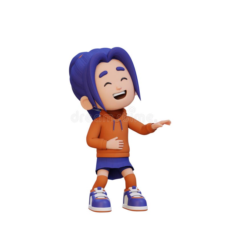 3D cute girl laughing stock illustration