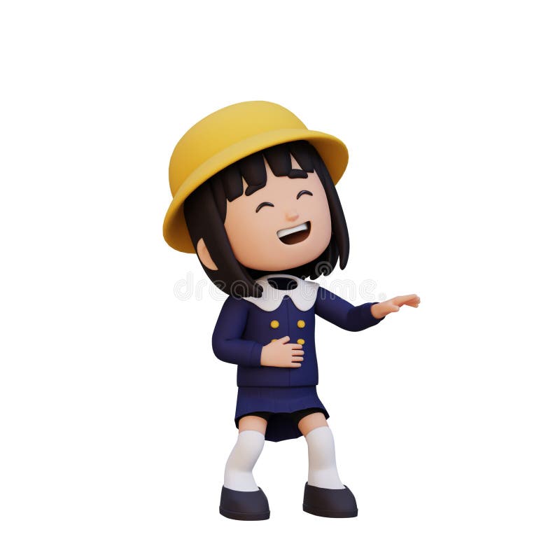 3D cute girl laughing royalty free illustration