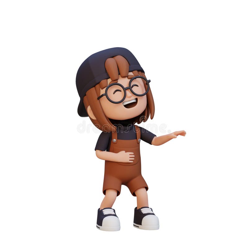 3D cute girl laughing royalty free illustration