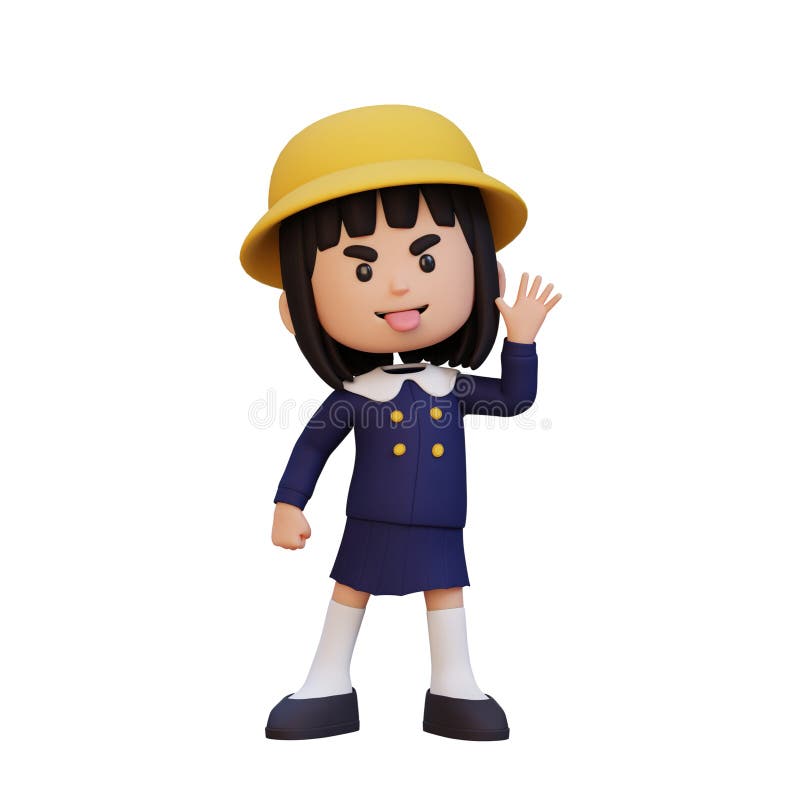 3D cute girl make fun of royalty free illustration