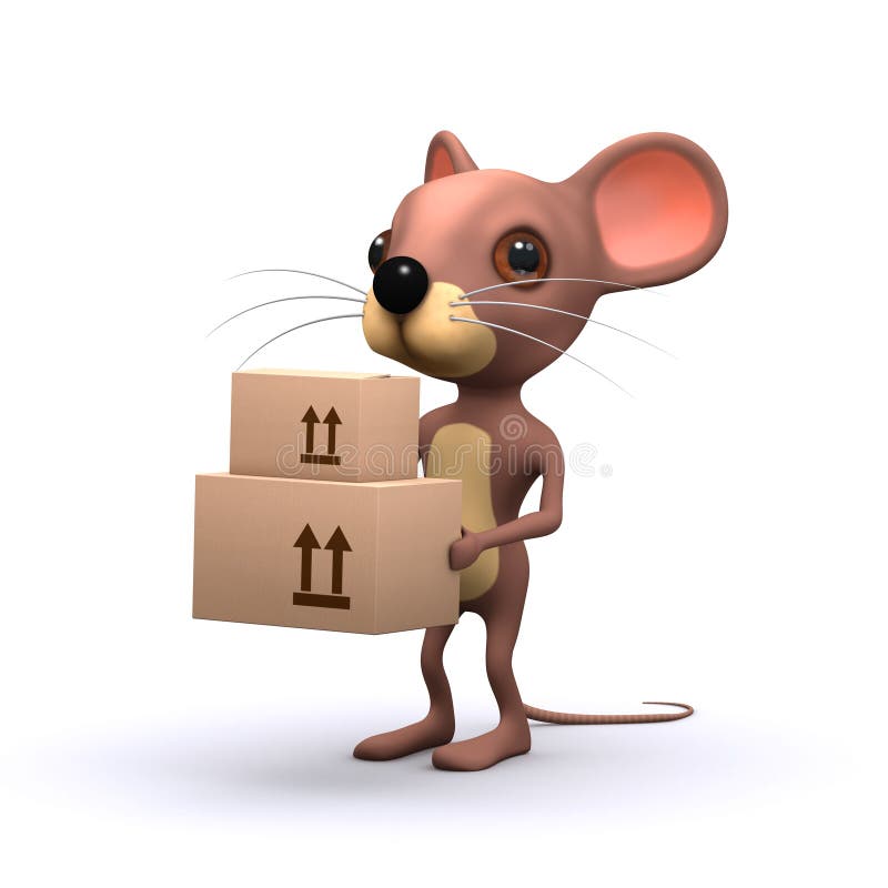 Cute mouse parcel delivery stock illustration. Illustration of