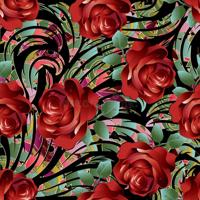 3d czerwonych róż bezszwowy wzór Wektorowy kwiecisty tła wallpape royalty ilustracja 3d czerwonych róż bezszwowy wzór Wektorowy kwiecisty tła wallpape royalty ilustracja
