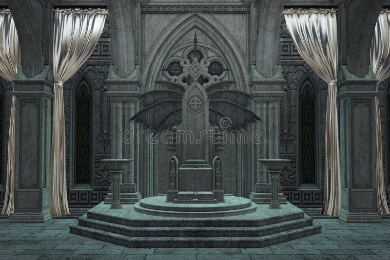 3D Dark throne room stock illustration. Illustration of throne - 225781743