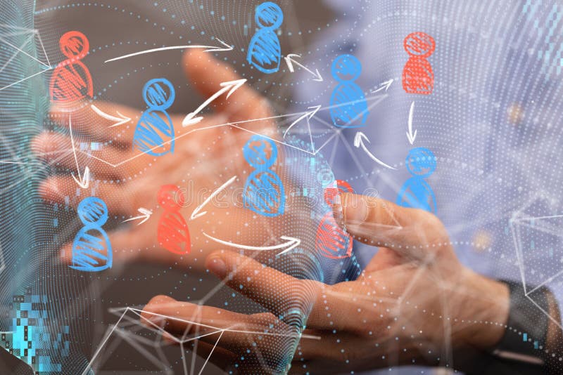3D-Darstellung des globalen Netzwerks in der Hand der Mitarbeiter lizenzfreie abbildung