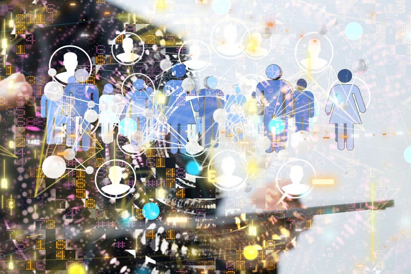 3D-Darstellung des globalen Netzwerks in der Hand der Mitarbeiter stock abbildung