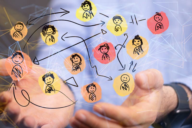 3D-Darstellung des globalen Netzwerks in der Hand der Mitarbeiter lizenzfreie abbildung