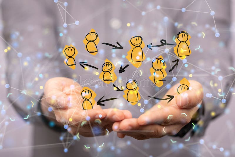 3D-Darstellung des globalen Netzwerks in der Hand der Mitarbeiter lizenzfreie abbildung
