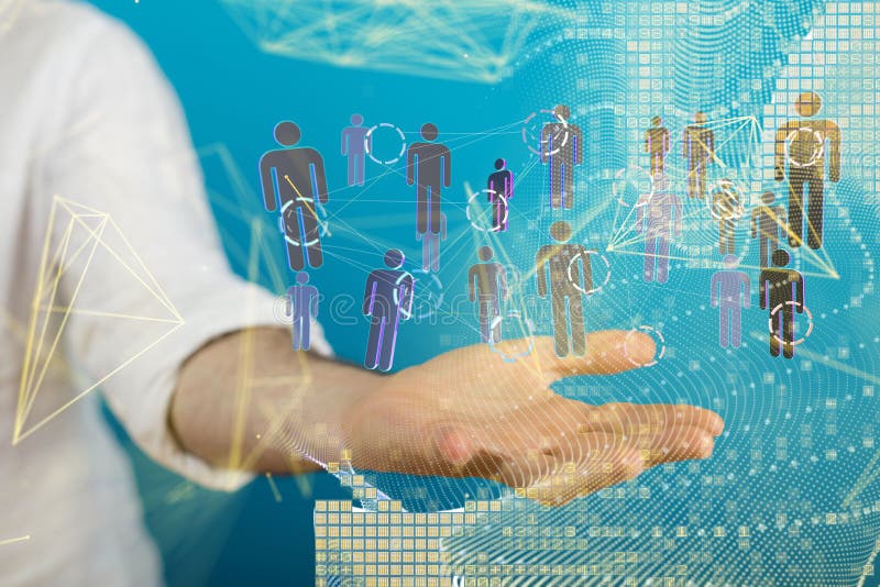 3D-Darstellung des globalen Netzwerks in der Hand der Mitarbeiter lizenzfreie abbildung