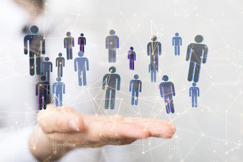 3D-Darstellung des globalen Netzwerks in der Hand der Mitarbeiter lizenzfreie abbildung