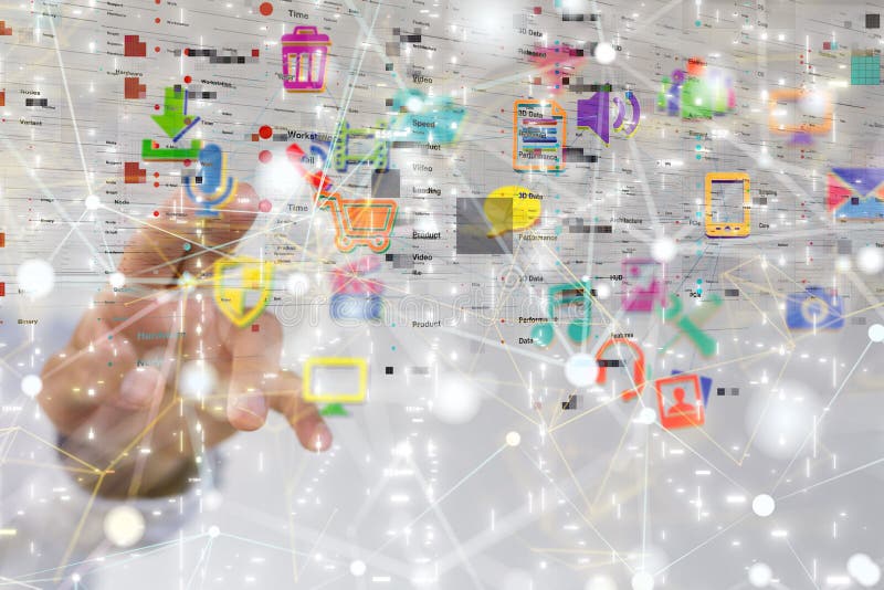 3D-Darstellung des globalen Netzwerks in der Hand der Mitarbeiter vektor abbildung