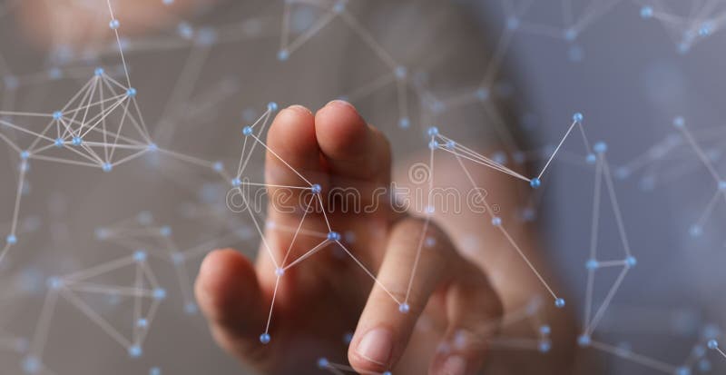 3D-Darstellung des globalen Netzwerks in der Hand der Mitarbeiter vektor abbildung