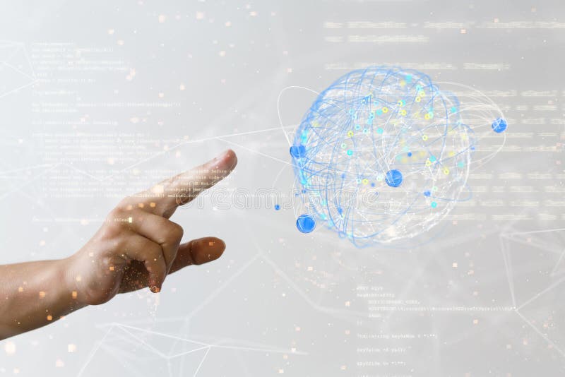 3D-Darstellung des globalen Netzwerks in der Hand der Mitarbeiter stock abbildung