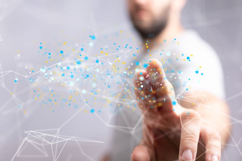 3D-Darstellung des globalen Netzwerks in der Hand der Mitarbeiter stock abbildung