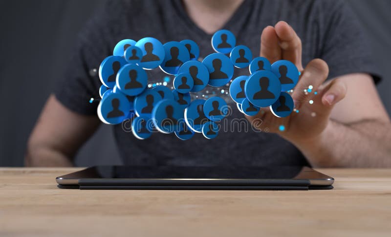 3D-Darstellung des globalen Netzwerks in der Hand der Mitarbeiter lizenzfreie abbildung