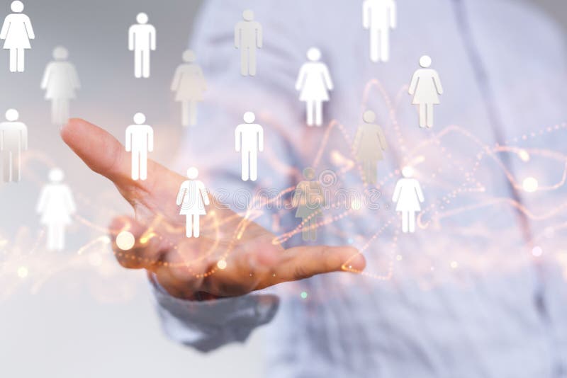 3D-Darstellung des globalen Netzwerks in der Hand der Mitarbeiter stock abbildung